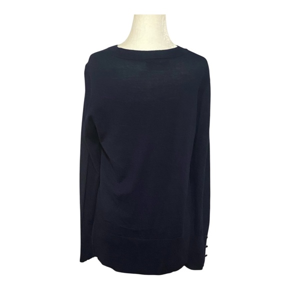 Tahari merino wool blend navy sweater. Sz L - Picture 2 of 14